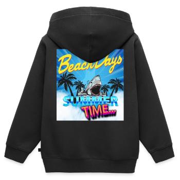 Heure d'été - Sweat Premium à capuche zippé enfant bio - noir - Dos - AI Model Kid Male (0cm)