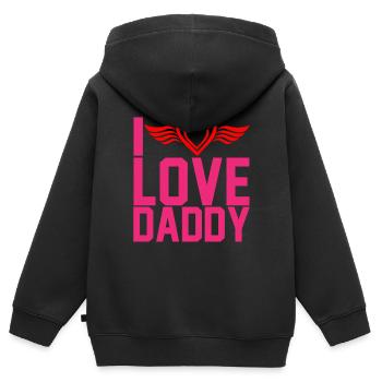 "Ich liebe Papa" - Kinder Premium Organic Zip Hoodie - Schwarz - Hinten - AI Model Kid Male (0cm)