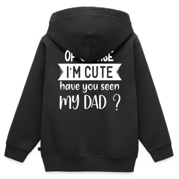 Of course I'm cute - Kids Premium Organic Zip-up Hoodie - black - Back - AI Model Kid Male (0cm)