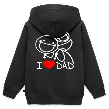Ich liebe Papa DE - Kinder Premium Organic Zip Hoodie - Schwarz - Hinten - AI Model Kid Male (0cm)