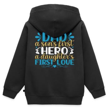 Vater und Sohn - Vater und Tochter schenken Vater - Kinder Premium Organic Zip Hoodie - Schwarz - Hinten - AI Model Kid Male (0cm)