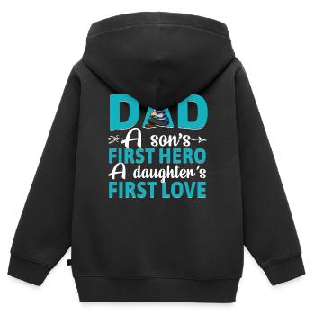 Vater und Sohn - Vater und Tochter schenken Vater - Kinder Premium Organic Zip Hoodie - Schwarz - Hinten - AI Model Kid Male (0cm)