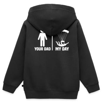 Père - père - père - mon père - Sweat Premium à capuche zippé enfant bio - noir - Dos - AI Model Kid Male (0cm)