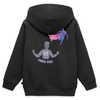 Père - père - père - mon père - Sweat Premium à capuche zippé enfant bio - noir - Dos - AI Model Kid Male (0cm)