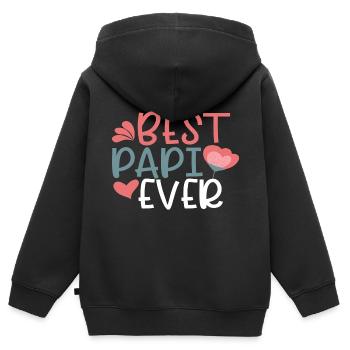 Père Père Père - Sweat Premium à capuche zippé enfant bio - noir - Dos - AI Model Kid Male (0cm)