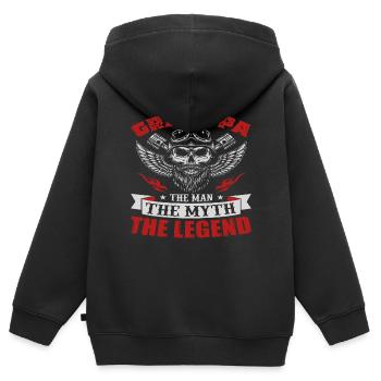 OPA MAN MASS LEGENDE - Kinder Premium Organic Zip Hoodie - Schwarz - Hinten - AI Model Kid Male (0cm)
