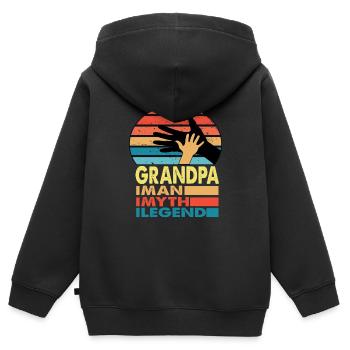 OPA MAN MASS LEGENDE - Kinder Premium Organic Zip Hoodie - Schwarz - Hinten - AI Model Kid Male (0cm)