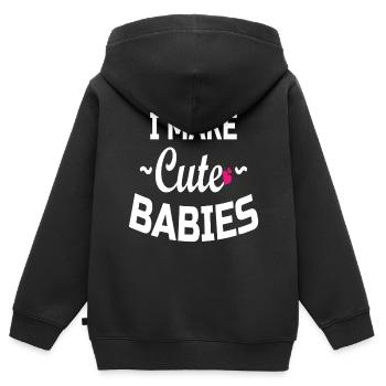 Fête des pères papa papa papa papa - Sweat Premium à capuche zippé enfant bio - noir - Dos - AI Model Kid Male (0cm)
