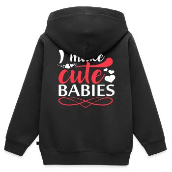 Fête des pères papa papa papa papa - Sweat Premium à capuche zippé enfant bio - noir - Dos - AI Model Kid Male (0cm)