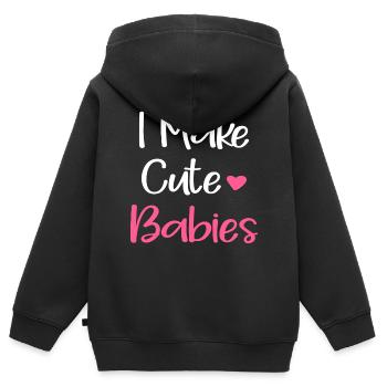 Fête des pères papa papa papa papa - Sweat Premium à capuche zippé enfant bio - noir - Dos - AI Model Kid Male (0cm)