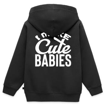 Fête des pères papa papa papa papa - Sweat Premium à capuche zippé enfant bio - noir - Dos - AI Model Kid Male (0cm)