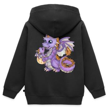 Niedliche Drachenmama mit Baby Drache Geschenkidee - Kinder Premium Organic Zip Hoodie - Schwarz - Hinten - AI Model Kid Male (0cm)