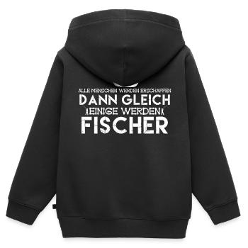 Fischer | werden fischer . fischer - Kinder Premium Organic Zip Hoodie - Schwarz - Hinten - AI Model Kid Male (0cm)