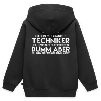 Mechaniker Techniker | Mechaniker - Kinder Premium Organic Zip Hoodie - Schwarz - Hinten - AI Model Kid Male (0cm)
