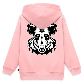 Wildschwein Wildschweine Keiler Eber Design - Kinder Premium Organic Zip Hoodie - Rosa - Hinten - AI Model Kid Female (0cm)