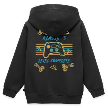 Grundschule - Abschluss Klasse 3 - Level complete - Kinder Premium Organic Zip Hoodie - Schwarz - Hinten - AI Model Kid Male (0cm)