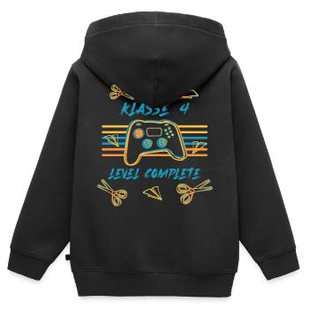 Abschluss Klasse 4 - Level complete - Kinder Premium Organic Zip Hoodie - Schwarz - Hinten - AI Model Kid Male (0cm)