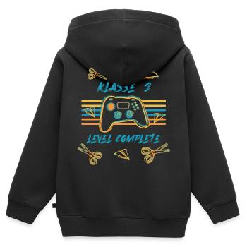 Grundschule - Klasse 2 - Level complete - Kinder Premium Organic Zip Hoodie - Schwarz - Hinten - AI Model Kid Male (0cm)