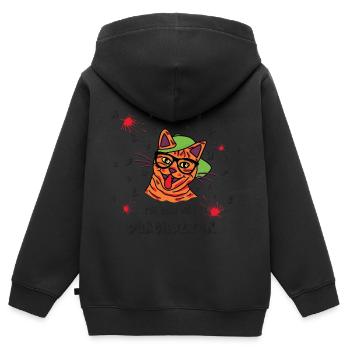 Ich hab den Durchblick - Schlaue freche Katze - Kinder Premium Organic Zip Hoodie - Schwarz - Hinten - AI Model Kid Male (0cm)