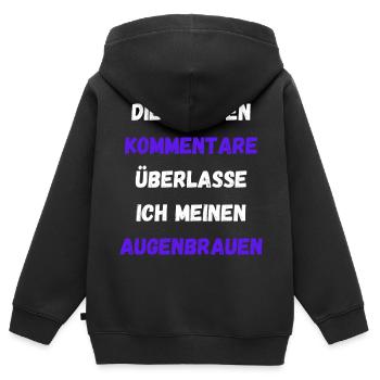 Kommentare Überlasse Ich Meinen Augenbrauen Lustig - Kinder Premium Organic Zip Hoodie - Schwarz - Hinten - AI Model Kid Male (0cm)