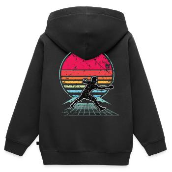 Tischtennis - Kinder Premium Organic Zip Hoodie - Schwarz - Hinten - AI Model Kid Male (0cm)