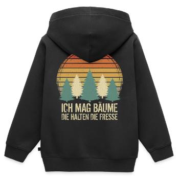 Ich mag Bäume Die halten die Fresse - Kinder Premium Organic Zip Hoodie - Schwarz - Hinten - AI Model Kid Male (0cm)