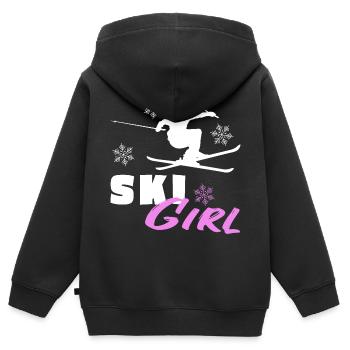 Ski Girl Mädchen Skifahrerin Ski fahren Piste Berg - Kinder Premium Organic Zip Hoodie - Schwarz - Hinten - AI Model Kid Male (0cm)