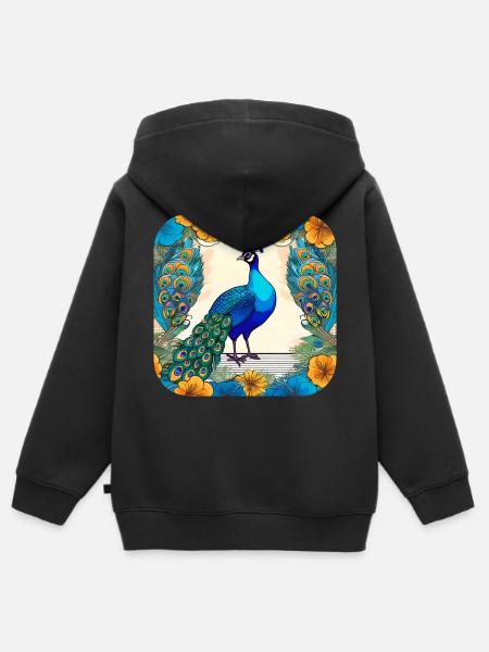 Eleganter Pfau - Kinder Premium Organic Zip Hoodie - Schwarz