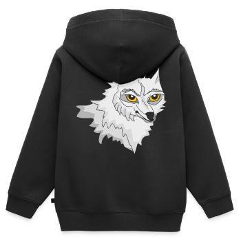 Weißer Wolf - Kinder Premium Organic Zip Hoodie - Schwarz - Hinten - AI Model Kid Male (0cm)