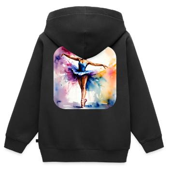 Prima Ballerina mit bunten Farben - Kinder Premium Organic Zip Hoodie - Schwarz - Hinten - AI Model Kid Male (0cm)