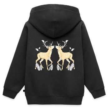Geweih Reh Hirsch Rehbock Wildtiere Rotwild - Kinder Premium Organic Zip Hoodie - Schwarz - Hinten - AI Model Kid Male (0cm)