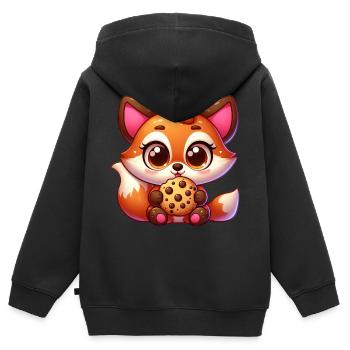 Cute Fox Cookie Cookie Cartoon - Kids Premium Organic Zip-up Hoodie - black - Back - AI Model Kid Male (0cm)