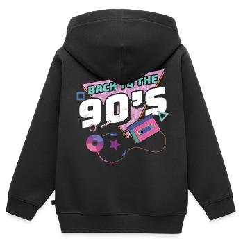 90er Jahre - Kinder Premium Organic Zip Hoodie - Schwarz - Hinten - AI Model Kid Male (0cm)