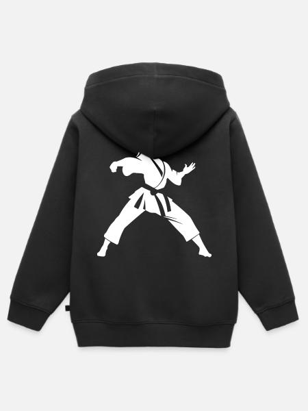 Karateka Frau Skizze - Kinder Premium Organic Zip Hoodie - Schwarz