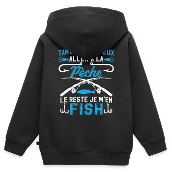 geh angeln, ich übernehme den Rest - Kinder Premium Organic Zip Hoodie - Schwarz - Hinten - AI Model Kid Male (0cm)