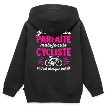 Ich bin Radfahrer und es ist fast dasselbe - Kinder Premium Organic Zip Hoodie - Schwarz - Hinten - AI Model Kid Male (0cm)