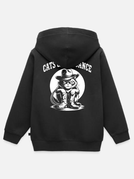 Katzencowboy Line Dance - Kinder Premium Organic Zip Hoodie - Schwarz