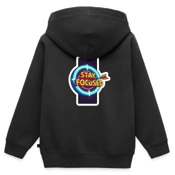 Bleib fokussiert Ziel Neon - Kinder Premium Organic Zip Hoodie - Schwarz - Hinten - AI Model Kid Male (0cm)