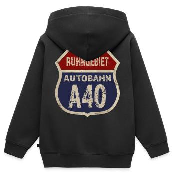 A40 - Région de la Ruhr - Sweat Premium à capuche zippé enfant bio - noir - Dos - AI Model Kid Male (0cm)