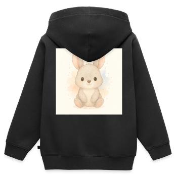 Kindermotiv_Haeschen - Kinder Premium Organic Zip Hoodie - Schwarz - Hinten - AI Model Kid Male (0cm)