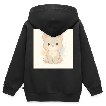 Kindermotiv_Kaetzchen - Kinder Premium Organic Zip Hoodie - Schwarz - Hinten - AI Model Kid Male (0cm)