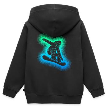 Snowboard Snowboarder Snowboarding - Sweat Premium à capuche zippé enfant bio - noir - Dos - AI Model Kid Male (0cm)