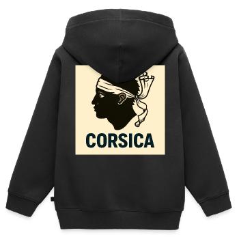 souvenirs corses - Sweat Premium à capuche zippé enfant bio - noir - Dos - AI Model Kid Male (0cm)