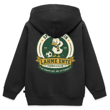 Lahme Ente Fußballclub - Kinder Premium Organic Zip Hoodie - Schwarz - Hinten - AI Model Kid Male (0cm)