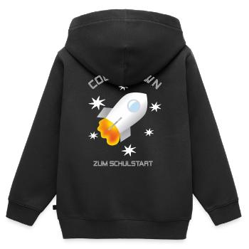 Countdown zum Schulstart Rakete mit weißen Sternen - Kinder Premium Organic Zip Hoodie - Schwarz - Hinten - AI Model Kid Male (0cm)