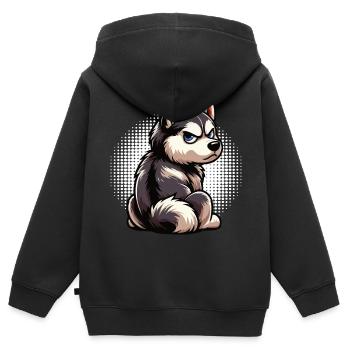 Husky Huskies Propriétaires de Husky Propriétaires de Husky Fans de Husky - Sweat Premium à capuche zippé enfant bio - noir - Dos - AI Model Kid Male (0cm)