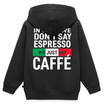 Italienischer Kaffeespruch Caffè - Kinder Premium Organic Zip Hoodie - Schwarz - Hinten - AI Model Kid Male (0cm)