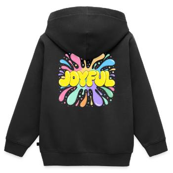 Freudiger Burst Psychedelischer Spritzer - Kinder Premium Organic Zip Hoodie - Schwarz - Hinten - AI Model Kid Male (0cm)