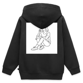 Kaffeezeit Linienstil - Kinder Premium Organic Zip Hoodie - Schwarz - Hinten - AI Model Kid Male (0cm)