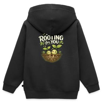Je t’encourage – un jeu de mots à base de plantes - Sweat Premium à capuche zippé enfant bio - noir - Dos - AI Model Kid Male (0cm)